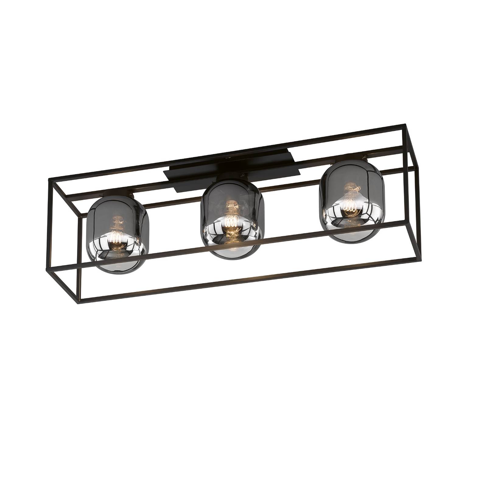 fischer & honsel - lampa sufitowa regi, 3-punktowa, do salonu / jadalni, metal, szk?o, e27, 40w, d?. 90 cm, szer. 20 cm, wys. 28 cm