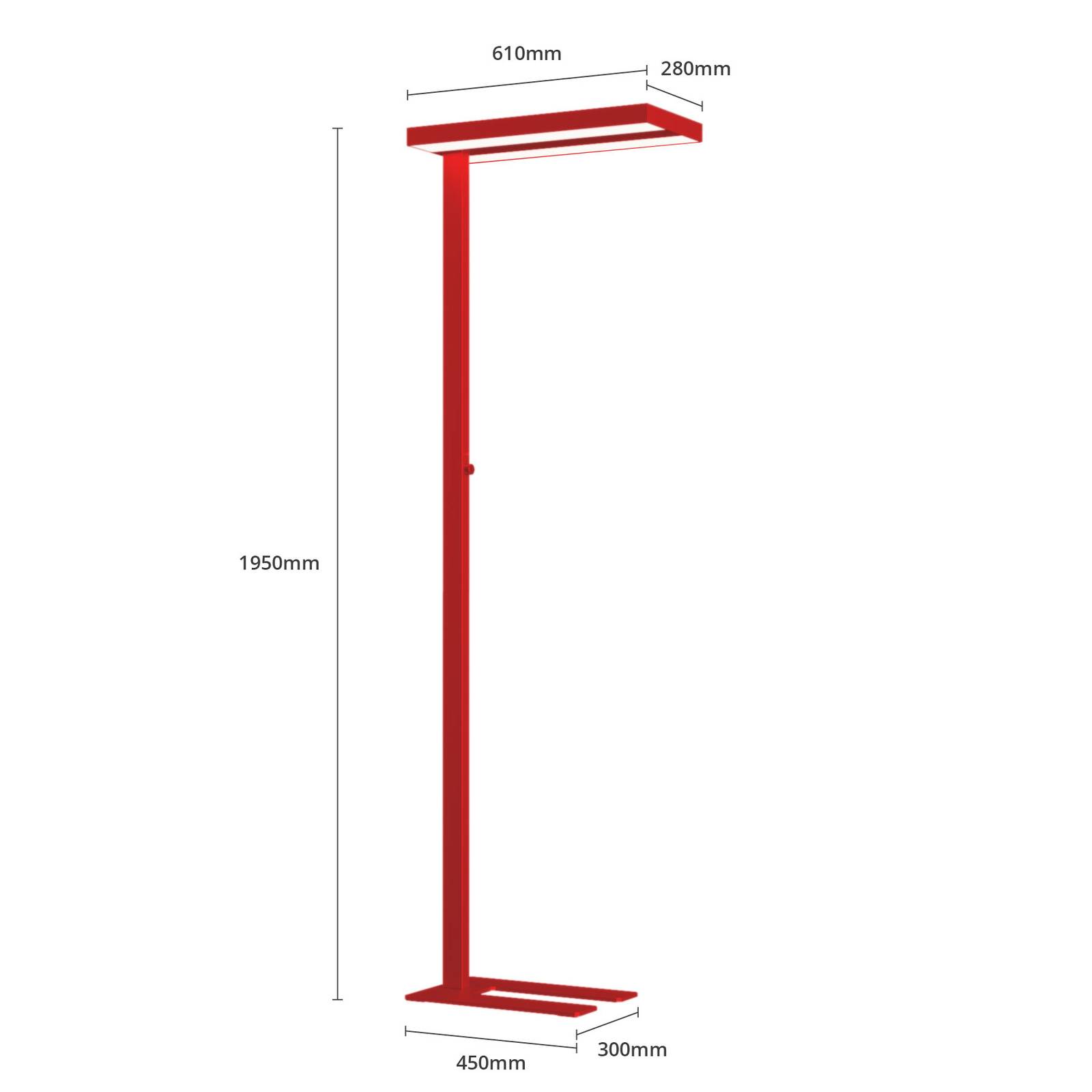 Lampa stojąca LED Arcchio Logan Basic, czerwona, 6 000 lm, ściemniana