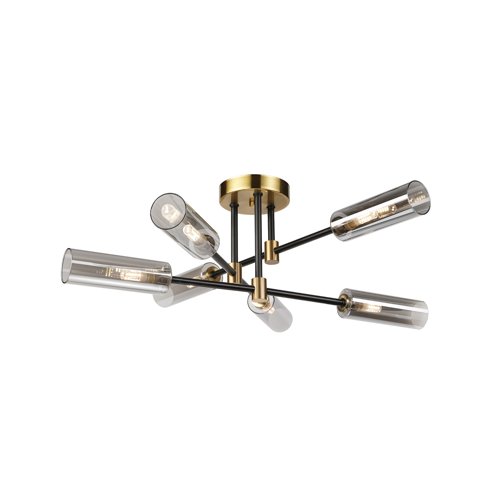 Deckenlampe Tessa, rauchgrau/schwarz/messing, Glas, G9 Deckenlampe Tessa, rauchgrau/schwarz/messing, Glas, G9