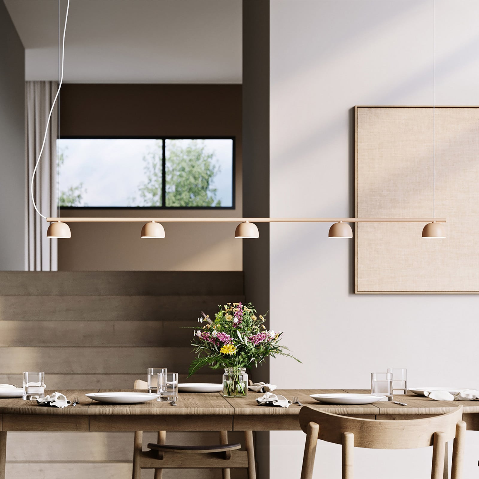 Northern Blush lampă susp. LED 5 becuri bej - Camera de zi / sufragerie - design - Metal