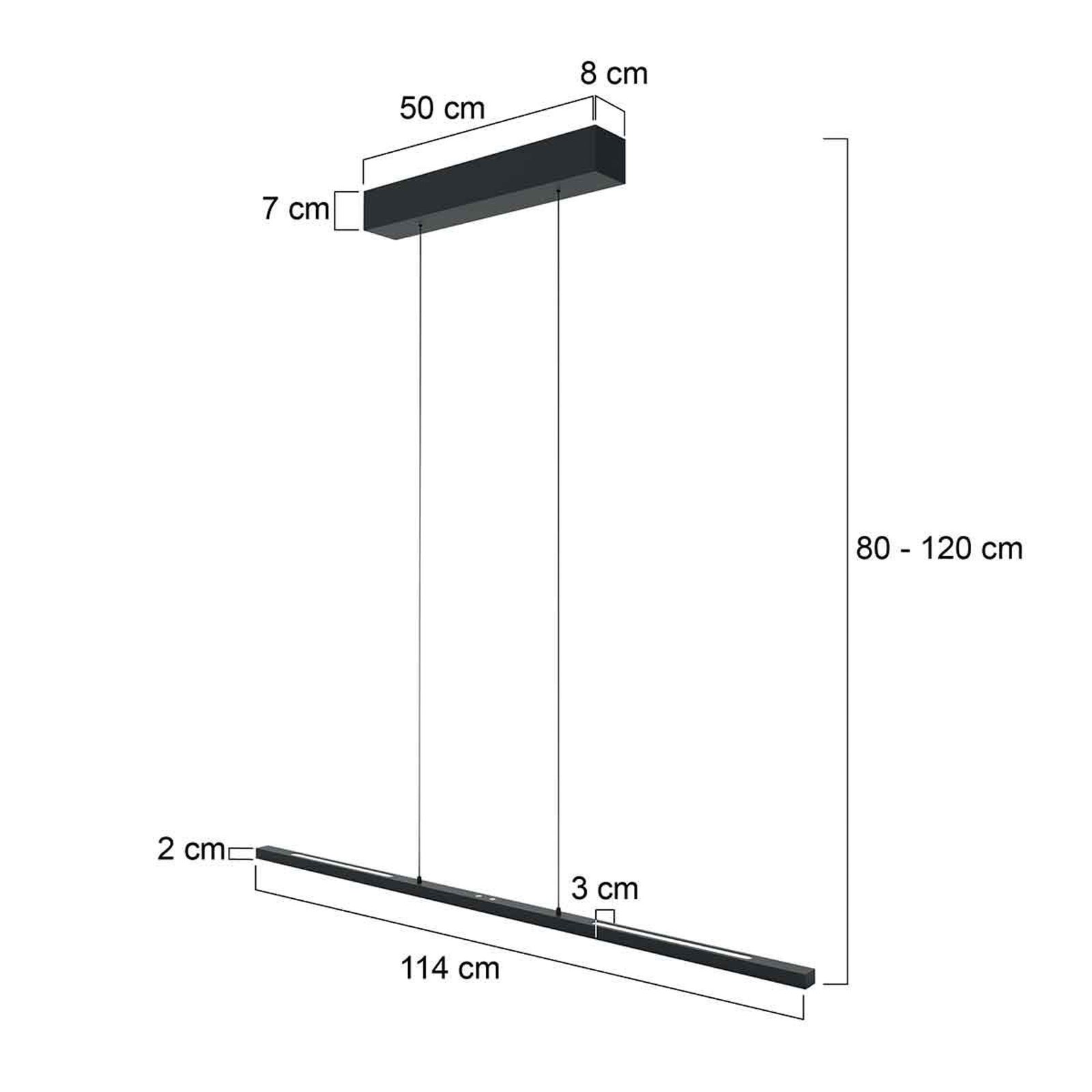 Závěsné svítidlo LED Bande, nahoru/dolů, černé, 120 cm, CCT, stmívač