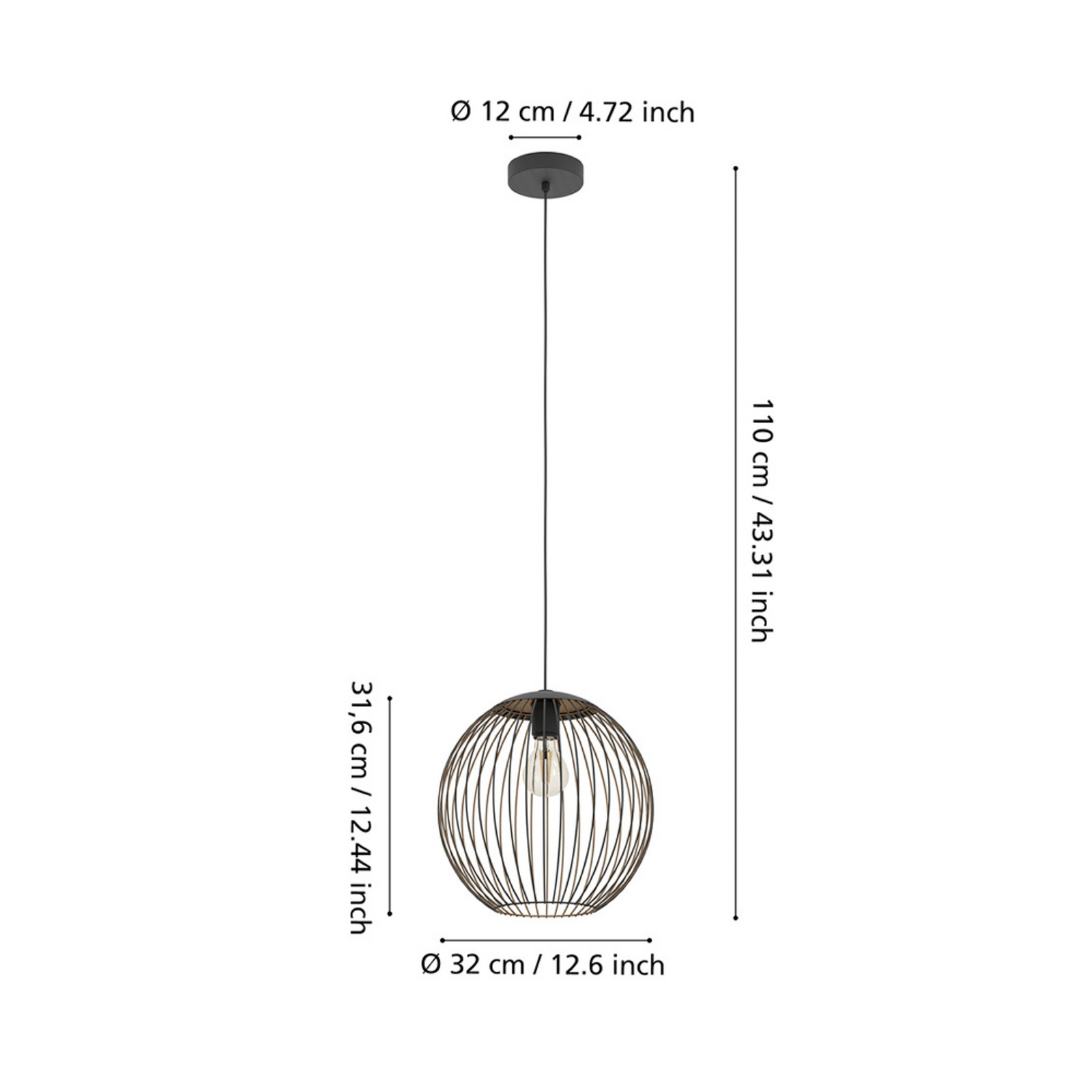 Suspension EGLO ALMANZORA, Ø 32 cm, à 1 lampe, noir, E27 Suspension EGLO ALMANZORA, Ø 32 cm, à 1 lampe, noir, E27