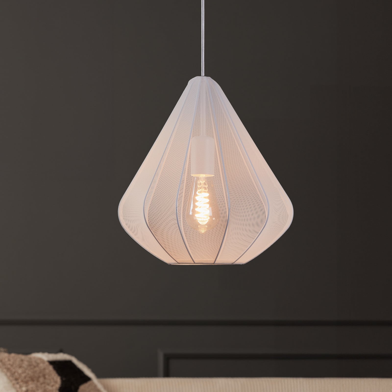 EGLO Lampă suspendată Dolwen albă Ø 335 cm - Camera de zi / sufragerie - modern - Țesătură / Textil