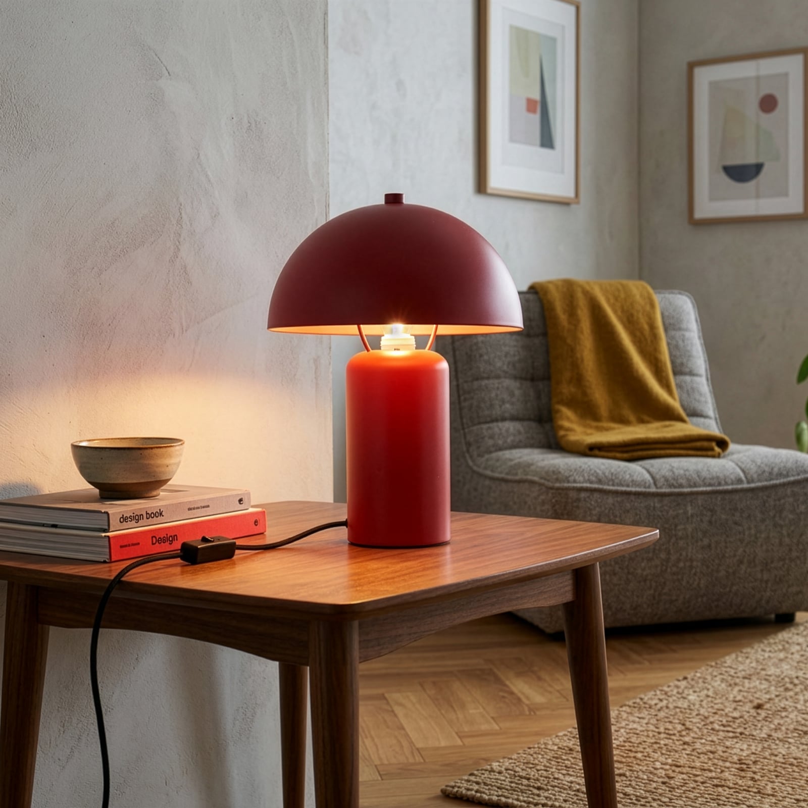 Bordlampe Enya, rød, metall, høyde 25,5 cm, E14 Bordlampe Enya, rød, metall, høyde 25,5 cm, E14