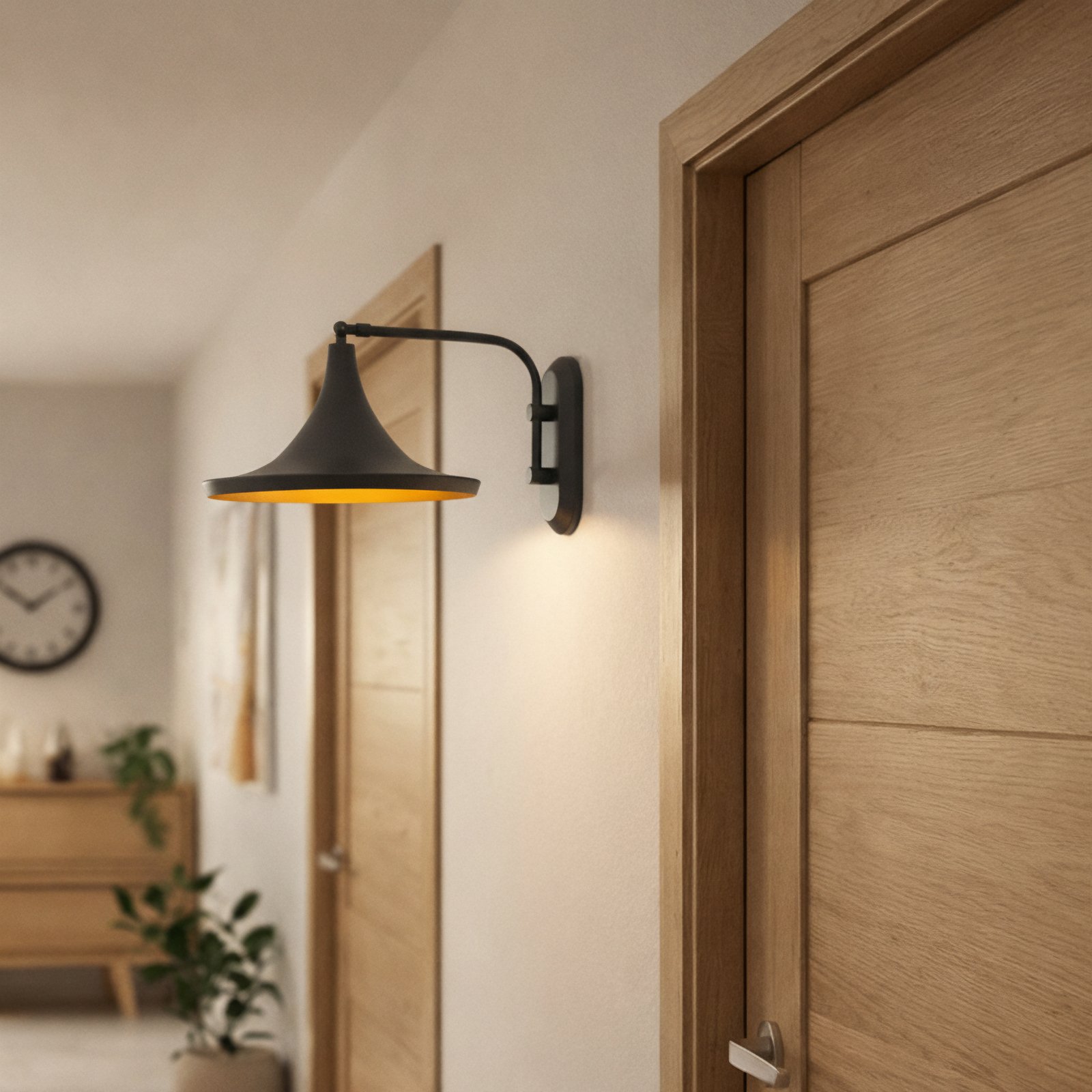 Kinkiet Genish, czarny, szerokość 30 cm, metal, E27