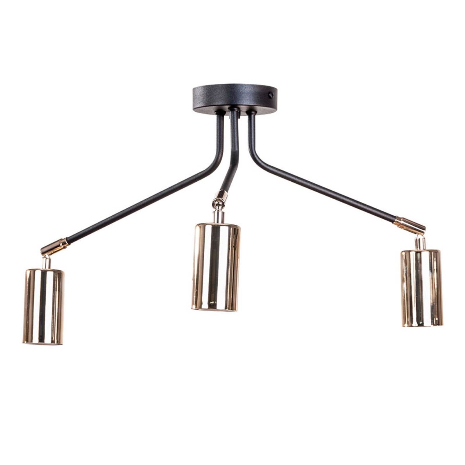 Taklampa Orbit, svart/guld, 3 lampor
