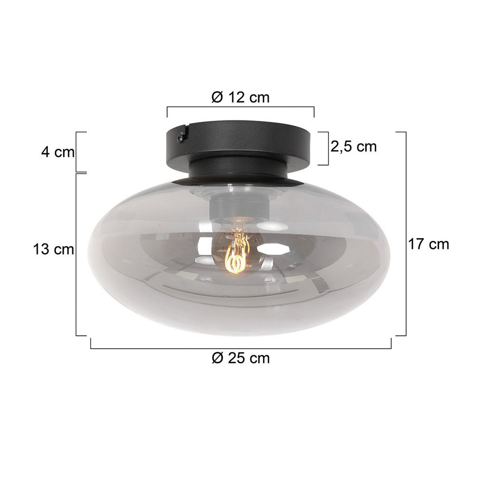 Steinhauer Plafonieră Reflexion Ø 25 cm sticlă negru/gri fumuriu - Camera de zi / sufragerie - gri fum negru