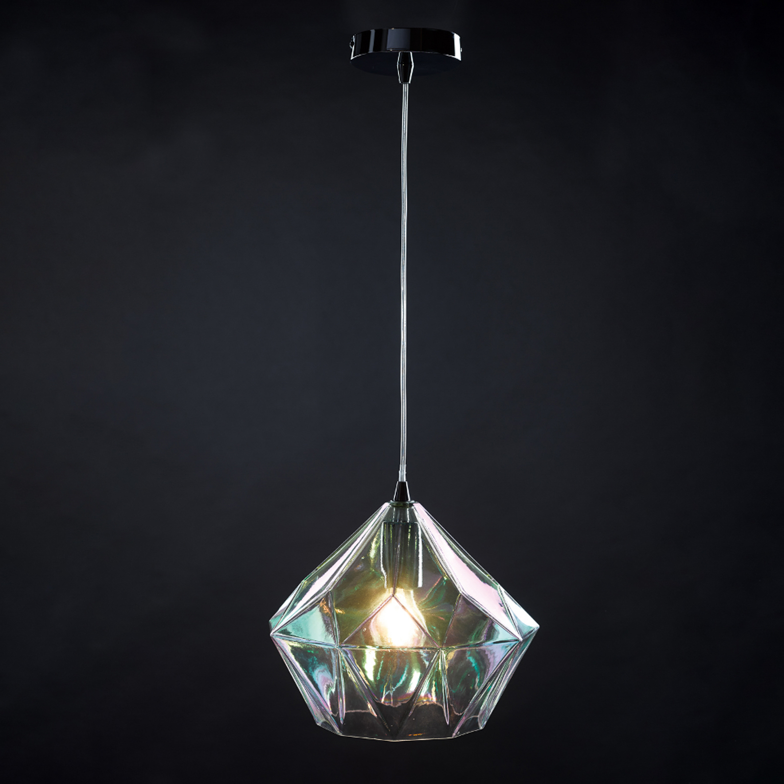 Gaia pendant light with iridescent glass shade