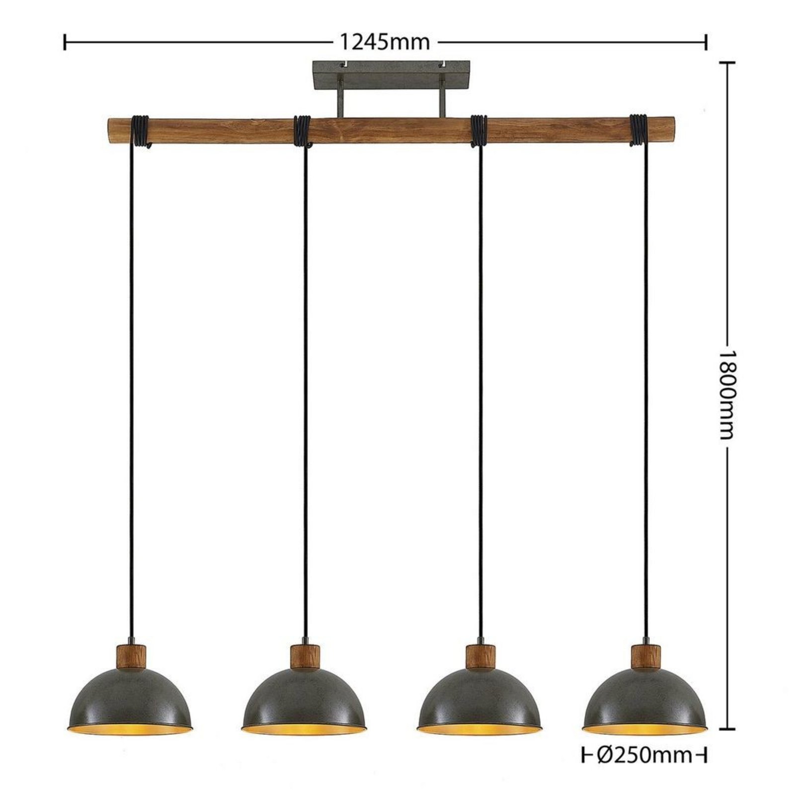 Durbis 4 Lustră Pendul Dark Grey/Wood - Lindby