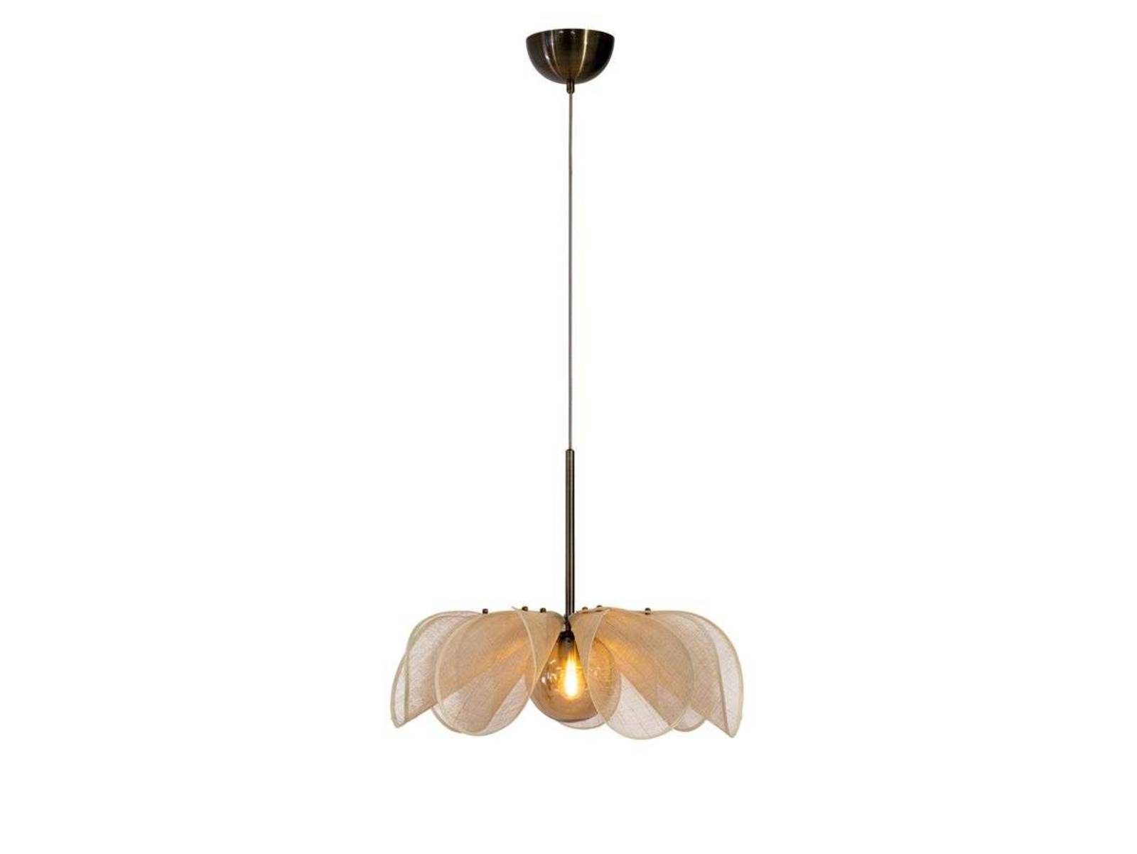 Hängeleuchte Styrka, Ø 63 cm, messing/beige, Bananenfaser