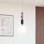 Lindby hanglamp Ysoria, grijs/roze/groen, keramiek, Ø 16 cm