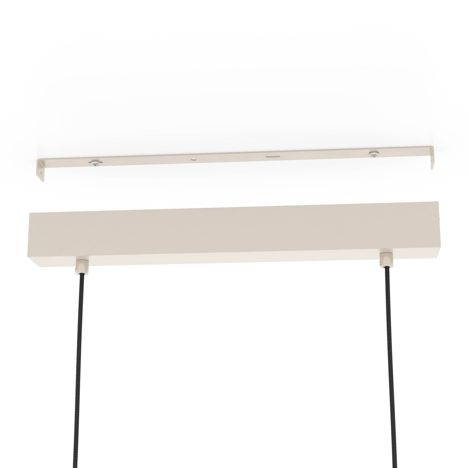 Cawton hanging light, length 76 cm, steel/brown, 3-bulb, steel