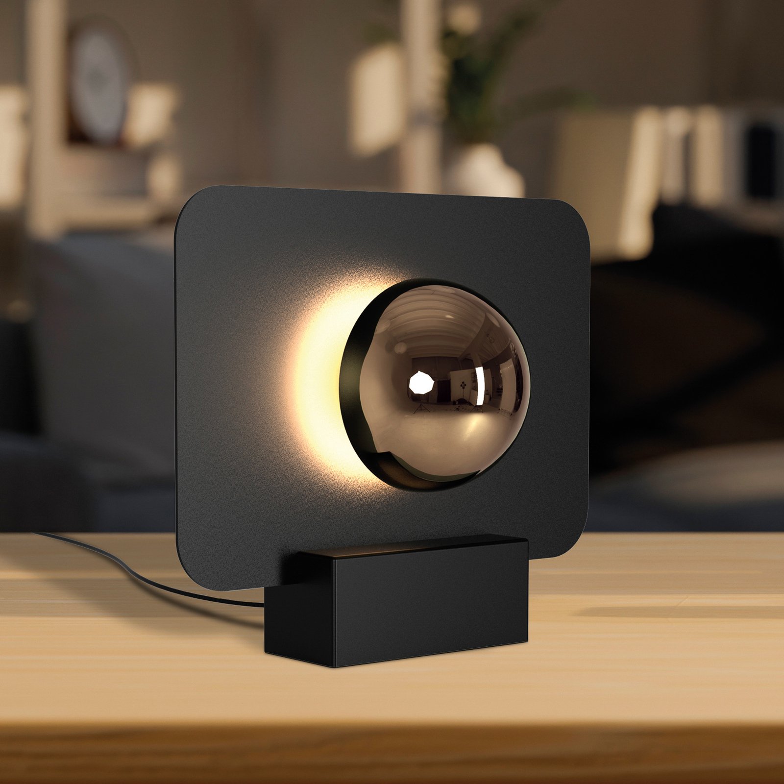 Lampe de table LED Alba, effet lumineux indirect, noir