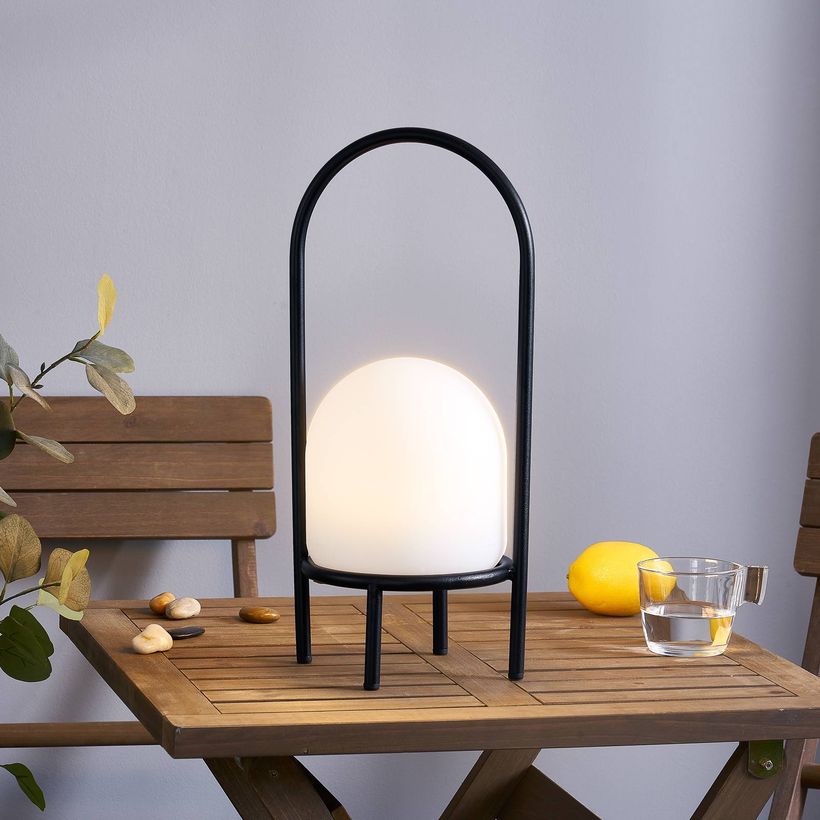 Lindby Eleia luminaire de terrasse LED noir métal batterie rechargeable