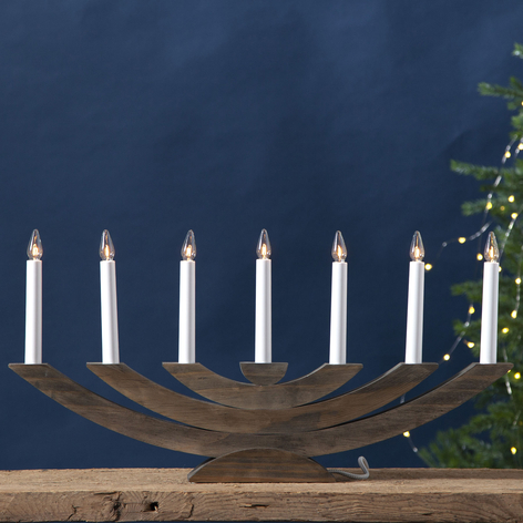 Vinduslampe Navida, tre, 7 lyskilder, brun