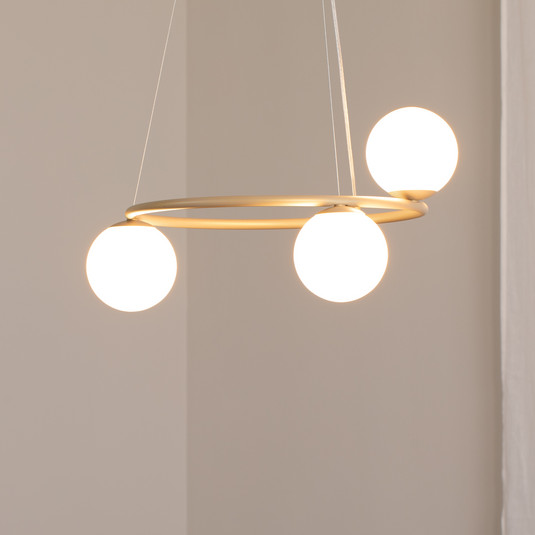 Lampe Pendante LED Éclairage Suspendu Design Géométrique en Métal Doré