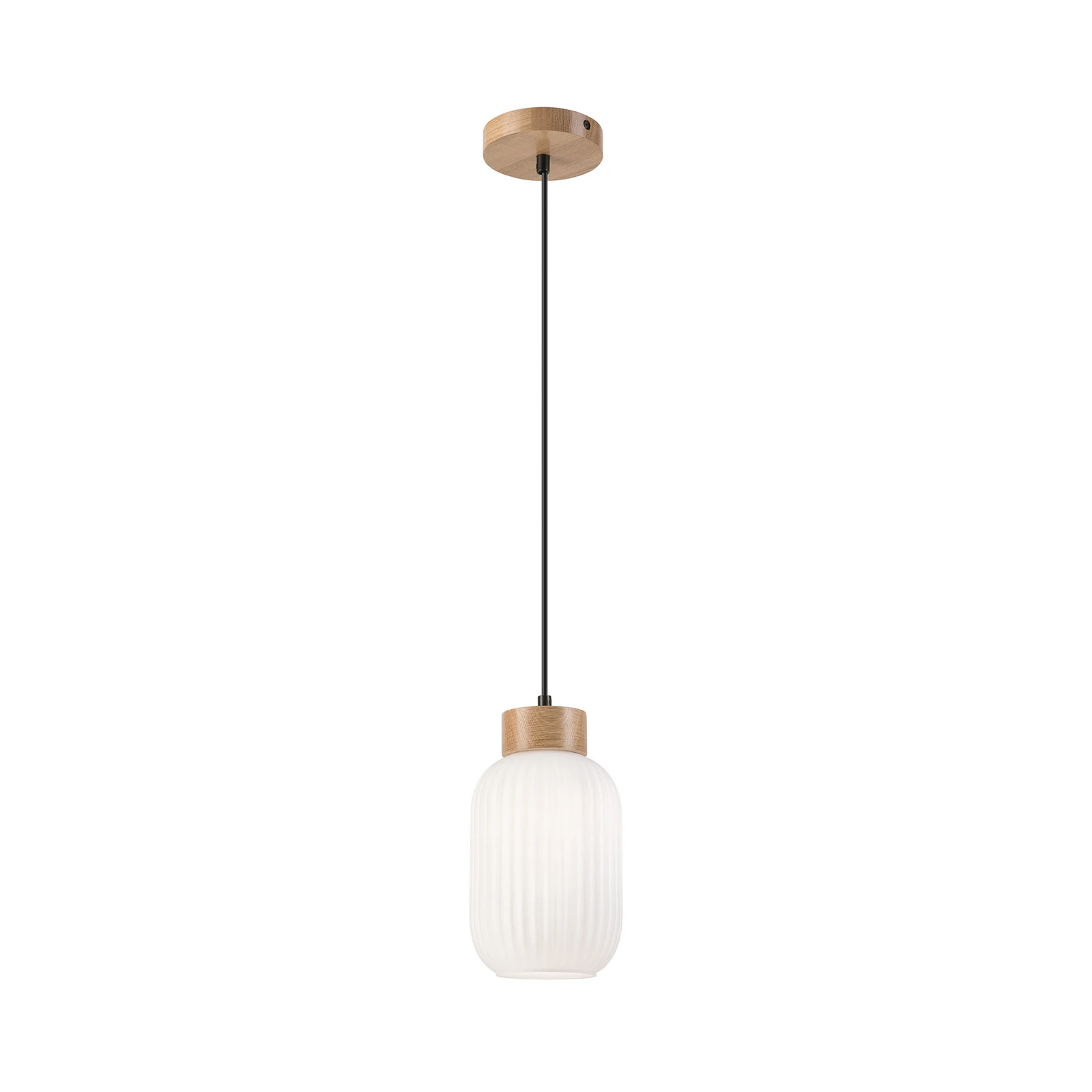 Rippvalgustid Harmony, Ø 14 cm, valge/tamm, klaas/puit