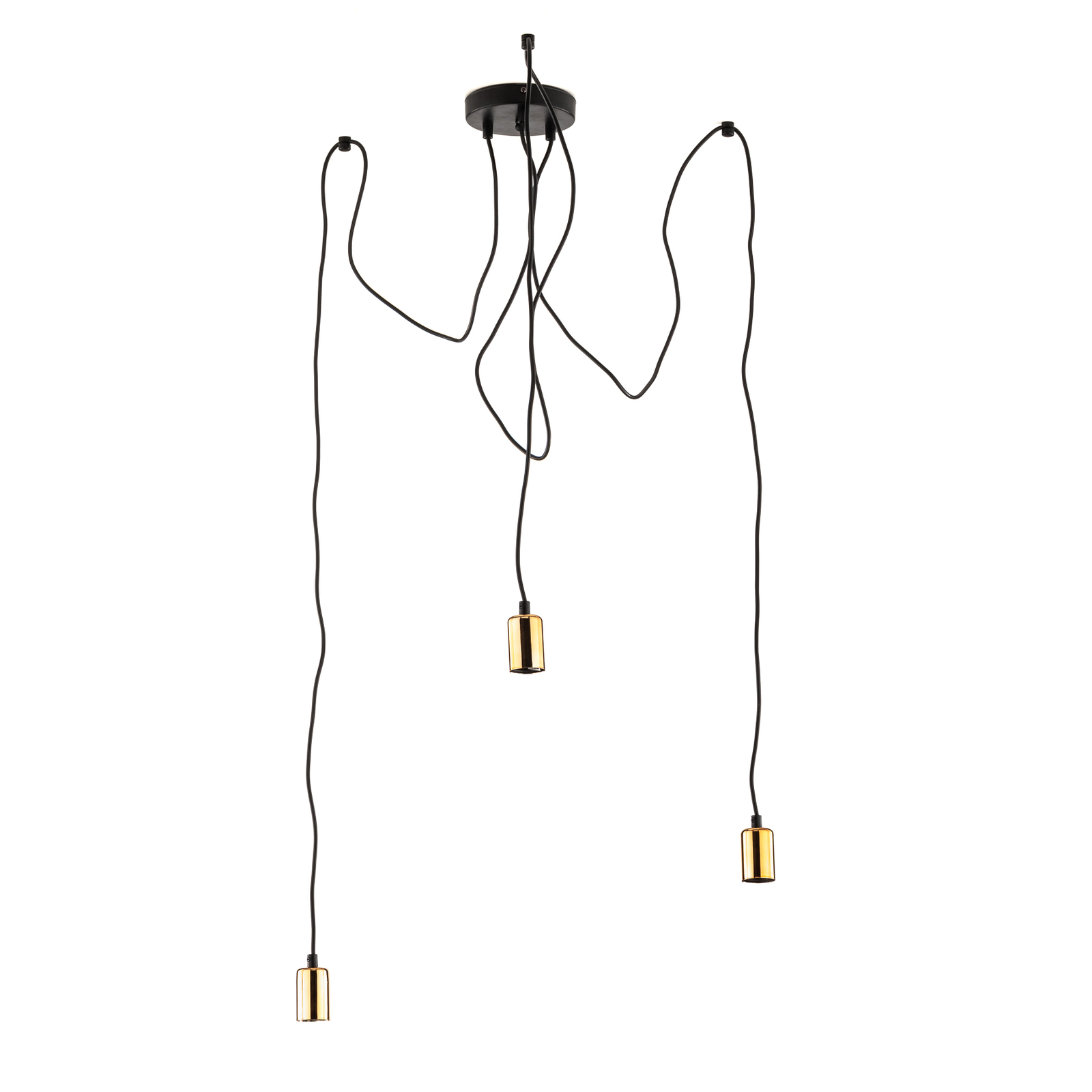 Hanglamp Spark 3 3-lamps, zwart-koper