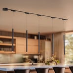 48V Lumaro track lighting system, pendant, 5-bulb, black, dimmable