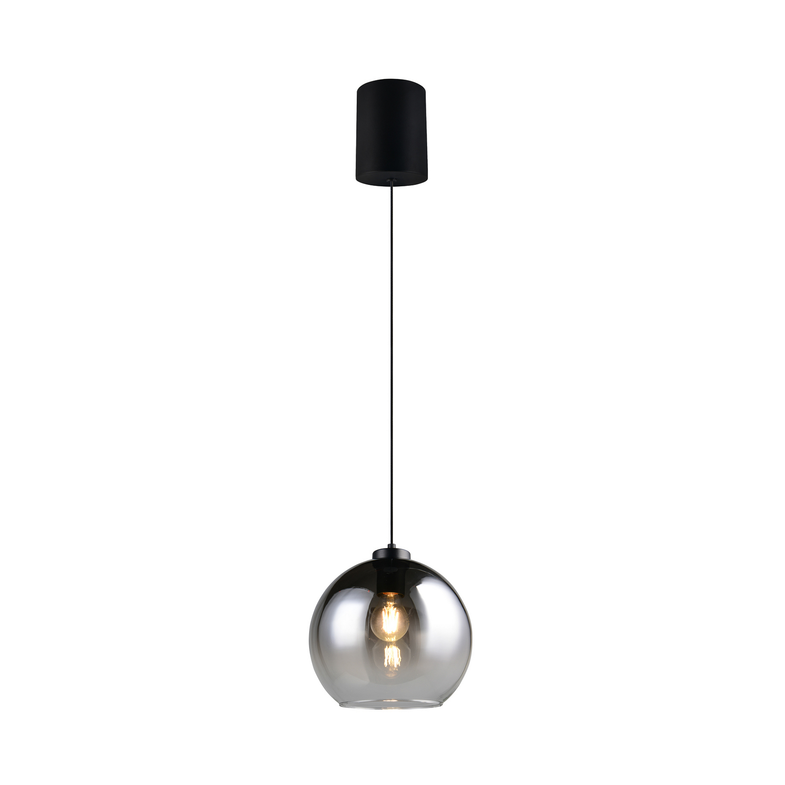 Hanglamp Liora, rookgrijs, Ø 25 cm, glas, E27