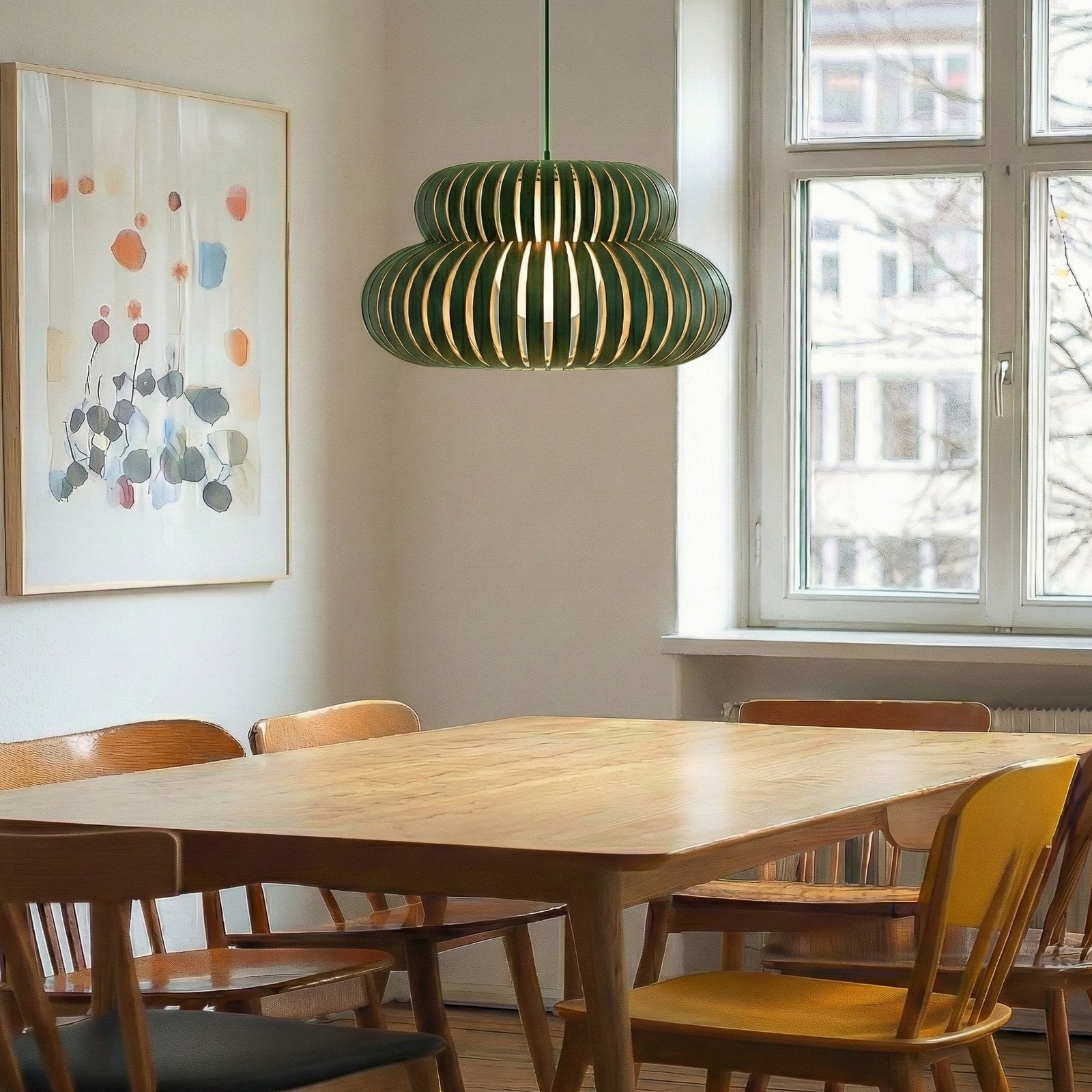 Żyrandol Lucande Slice, zielona, metal, Ø 48 cm Żyrandol Lucande Slice, zielona, metal, Ø 48 cm