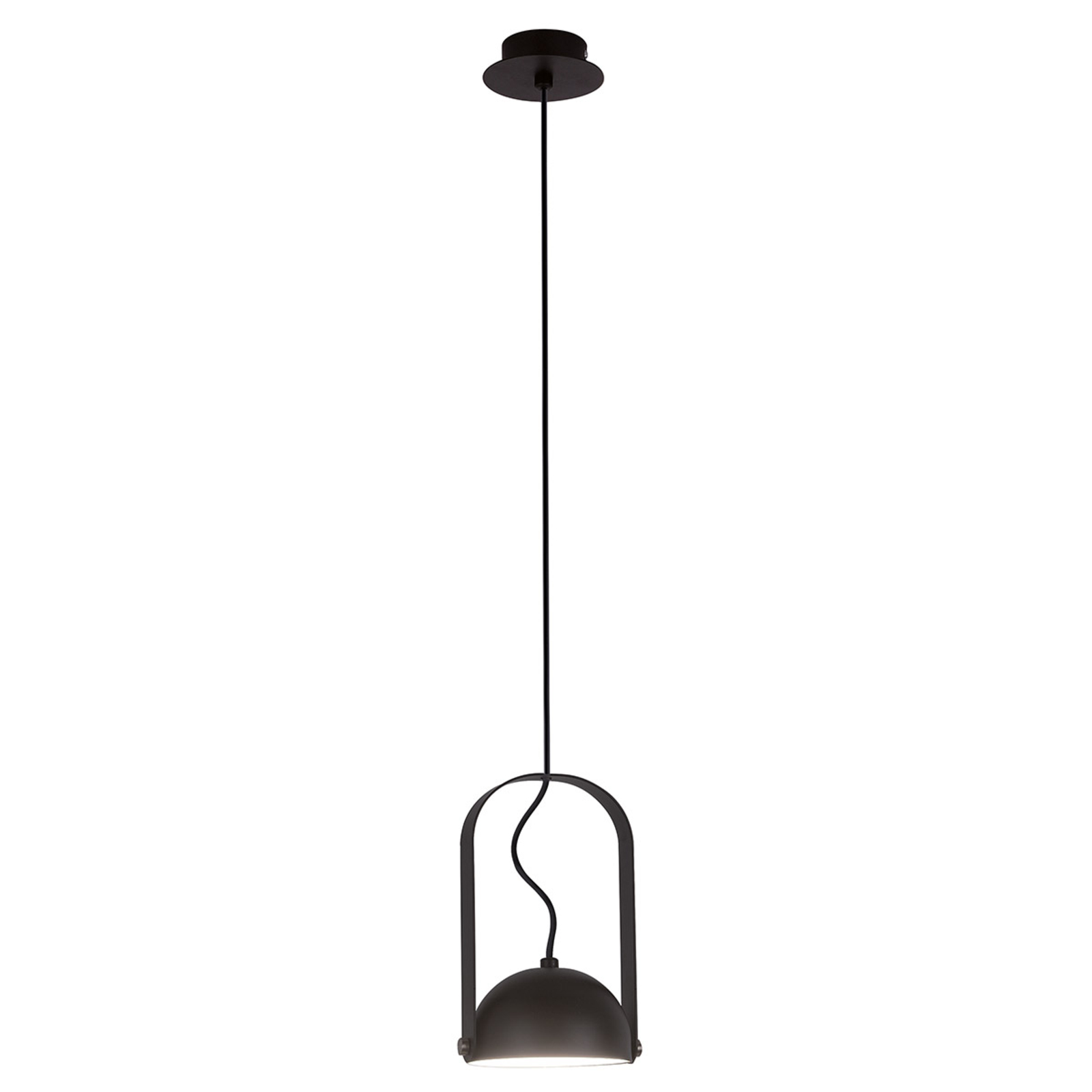 Hemi LED pendant light, pivotable lampshade, black