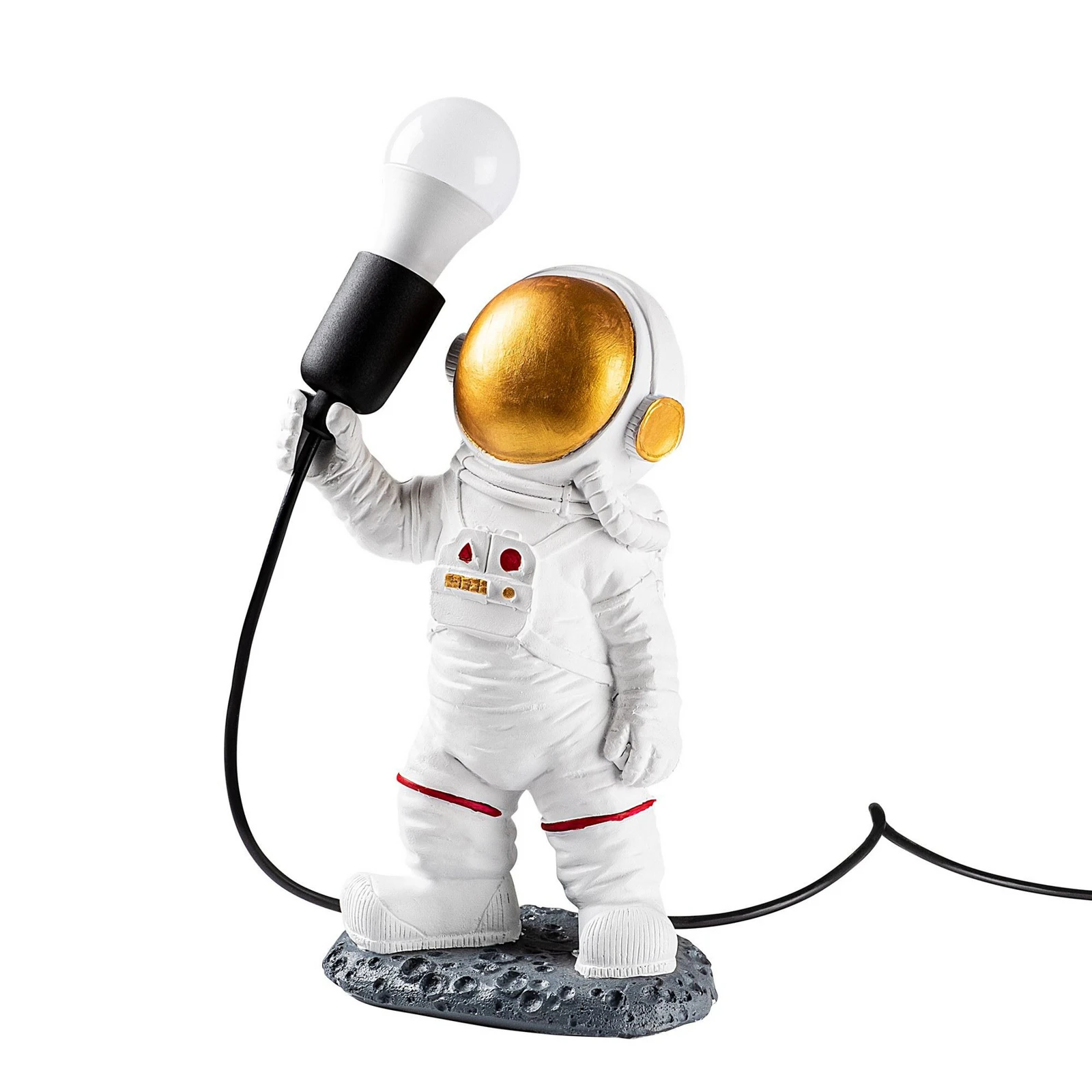 Stolna lampa Astronaut-1, bijela, poliester, visina 32 cm