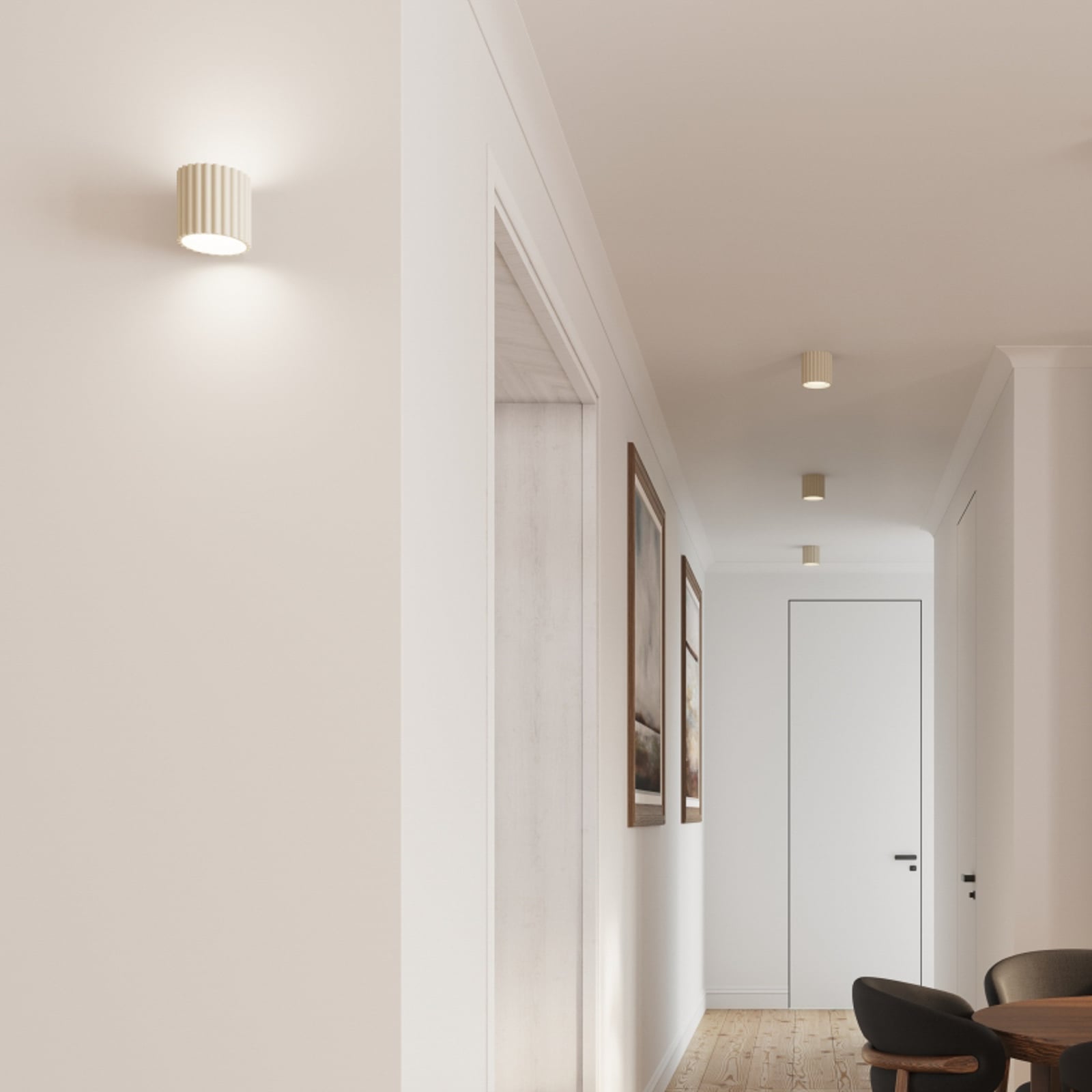 RIBLA wandlamp, beige, Ø 10 cm, metaal, G9 - SOLLUX