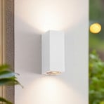 Lucande utomhusvägglampa Xava, upp/ned, vit, 2 lampor, GU10