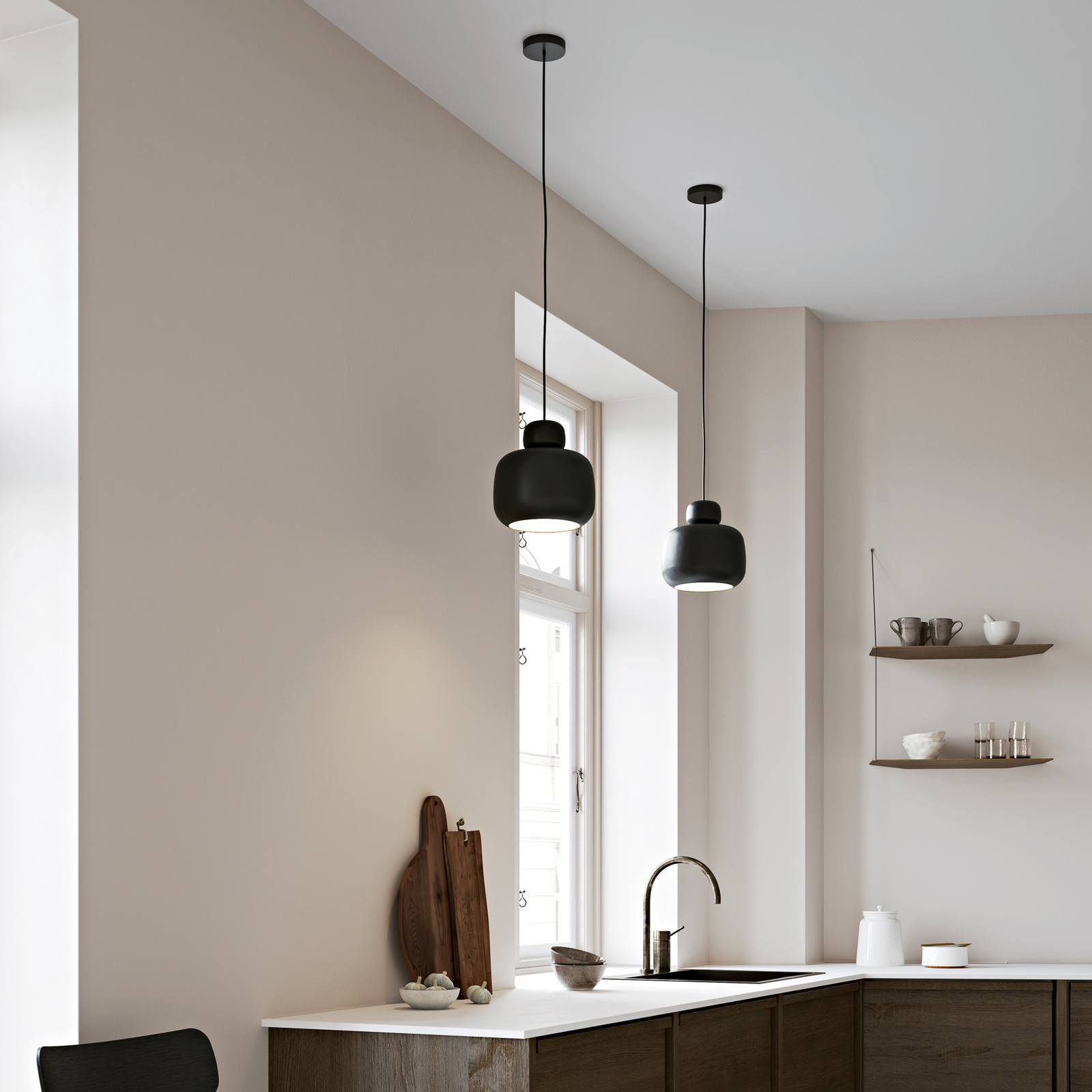 Stone Pendelleuchte Large, schwarz, Metall, Ø 24 cm - Woud