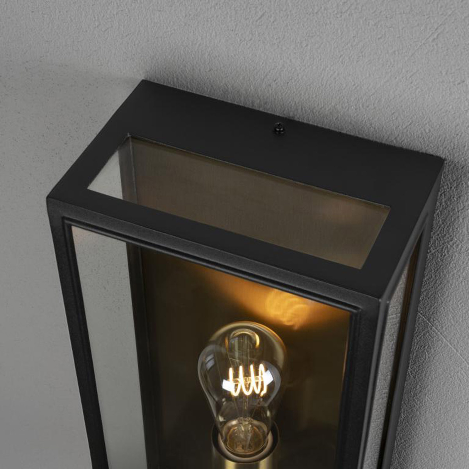 Vonkajšie nástenné svietidlo Carpi, čierne, šírka 20,5 cm