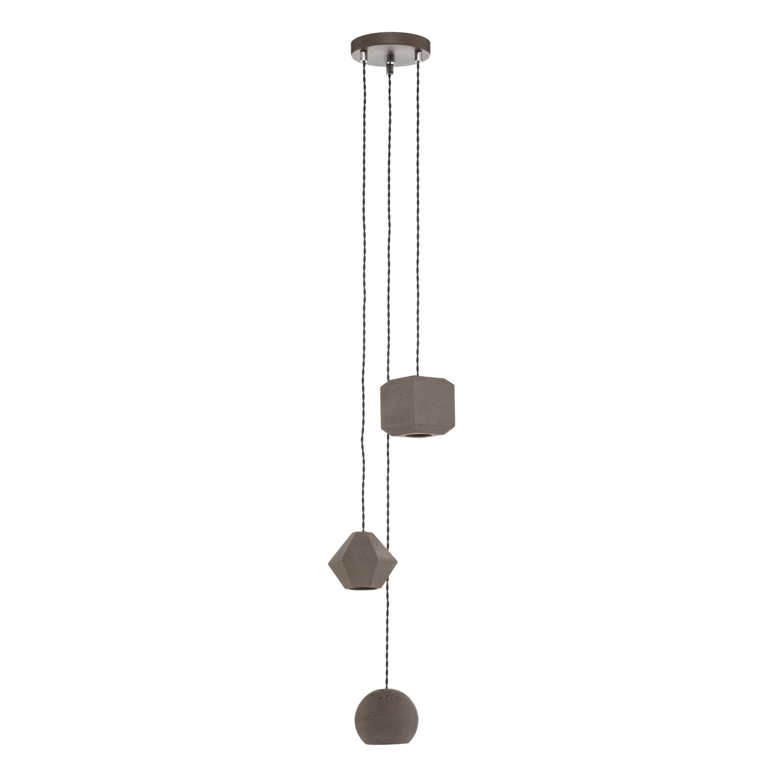 Geometrijska viseča svetilka III iz betona, tri luči