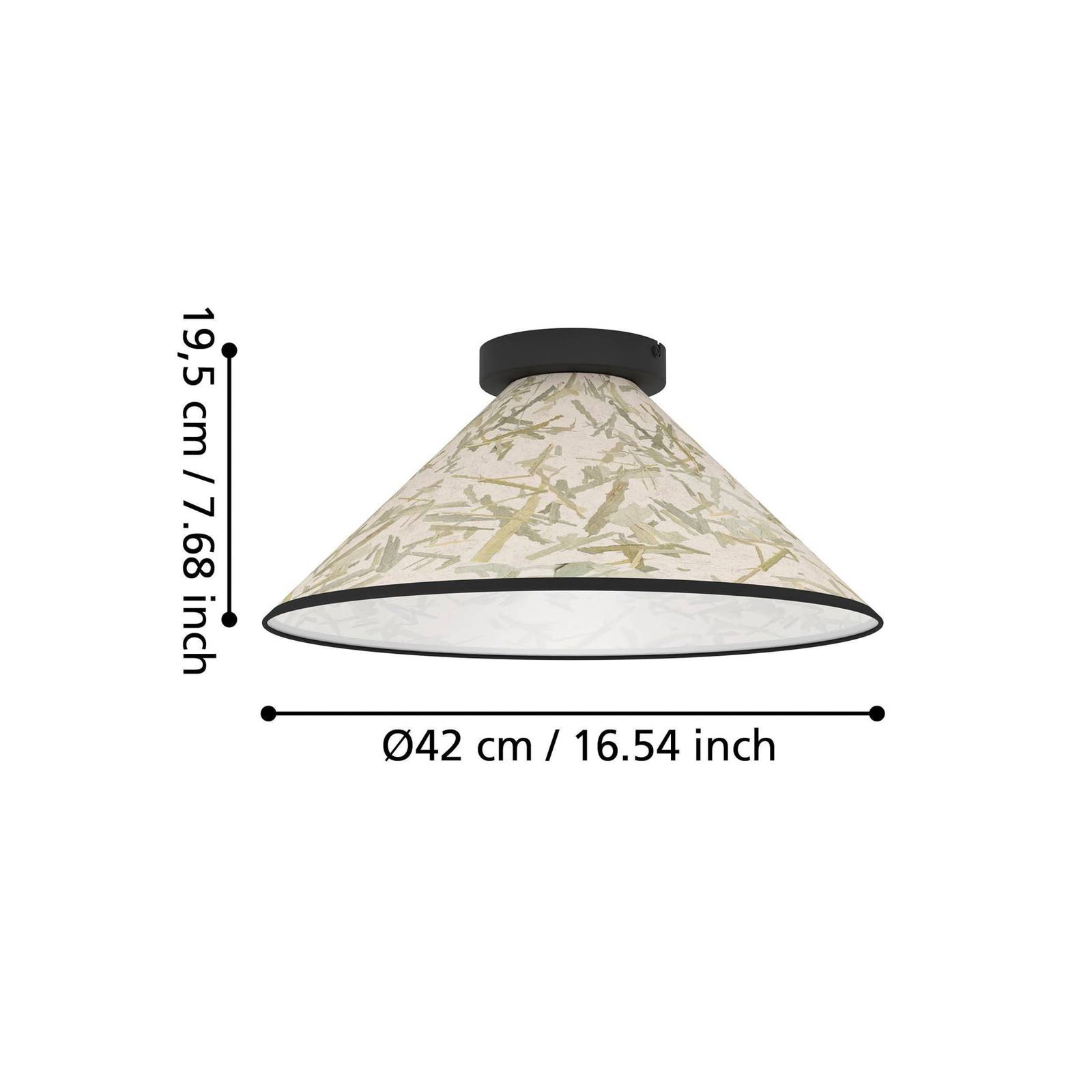 Lampa sufitowa Oxpark, Ø 42 cm, zielona/biała/czarna, tkanina