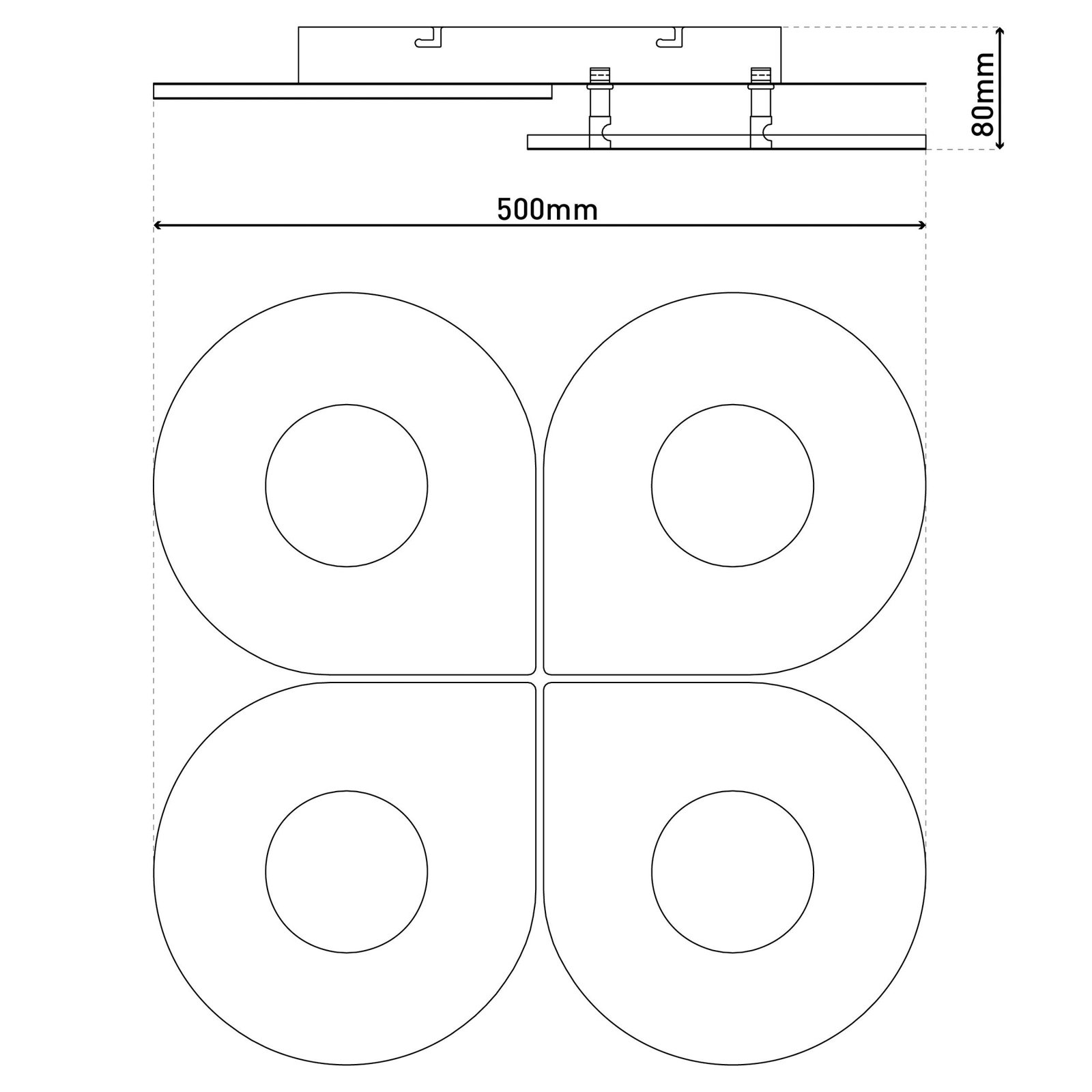 Smilla LED plafondlamp, wit, metaal, 50x50 cm, CCT afstandsbediening