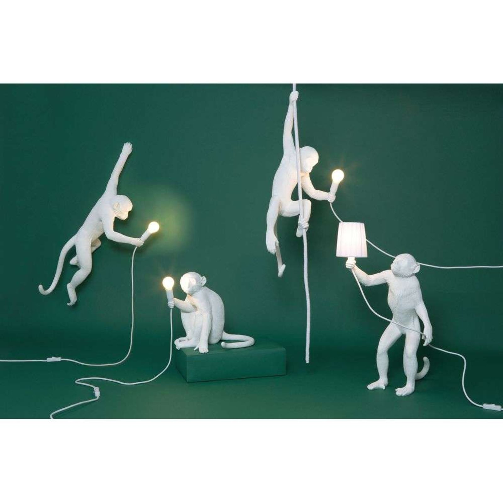 Monkey Hanging Outdoor Wall Lamp Left Black - Seletti