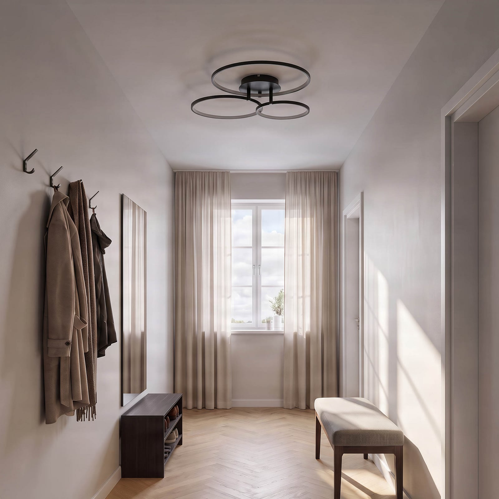 Rayk LED Candeeiro de Tecto Matt Black - Lindby Rayk LED Candeeiro de Tecto Matt Black - Lindby