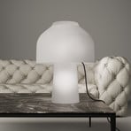 Karman table lamp Lilly, frosted white, height 48 cm, glass