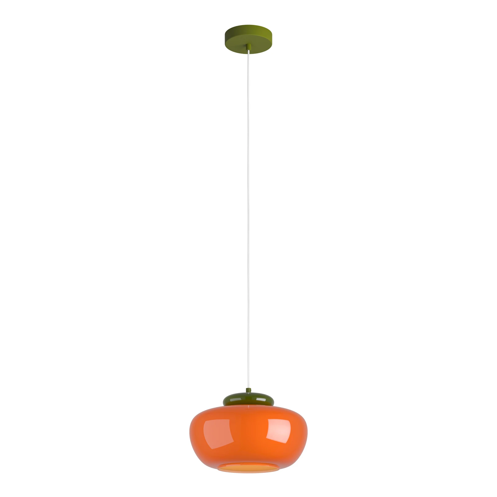 Hängeleuchte Berardelli, orange/grün, Ø 30 cm, Glas, E27