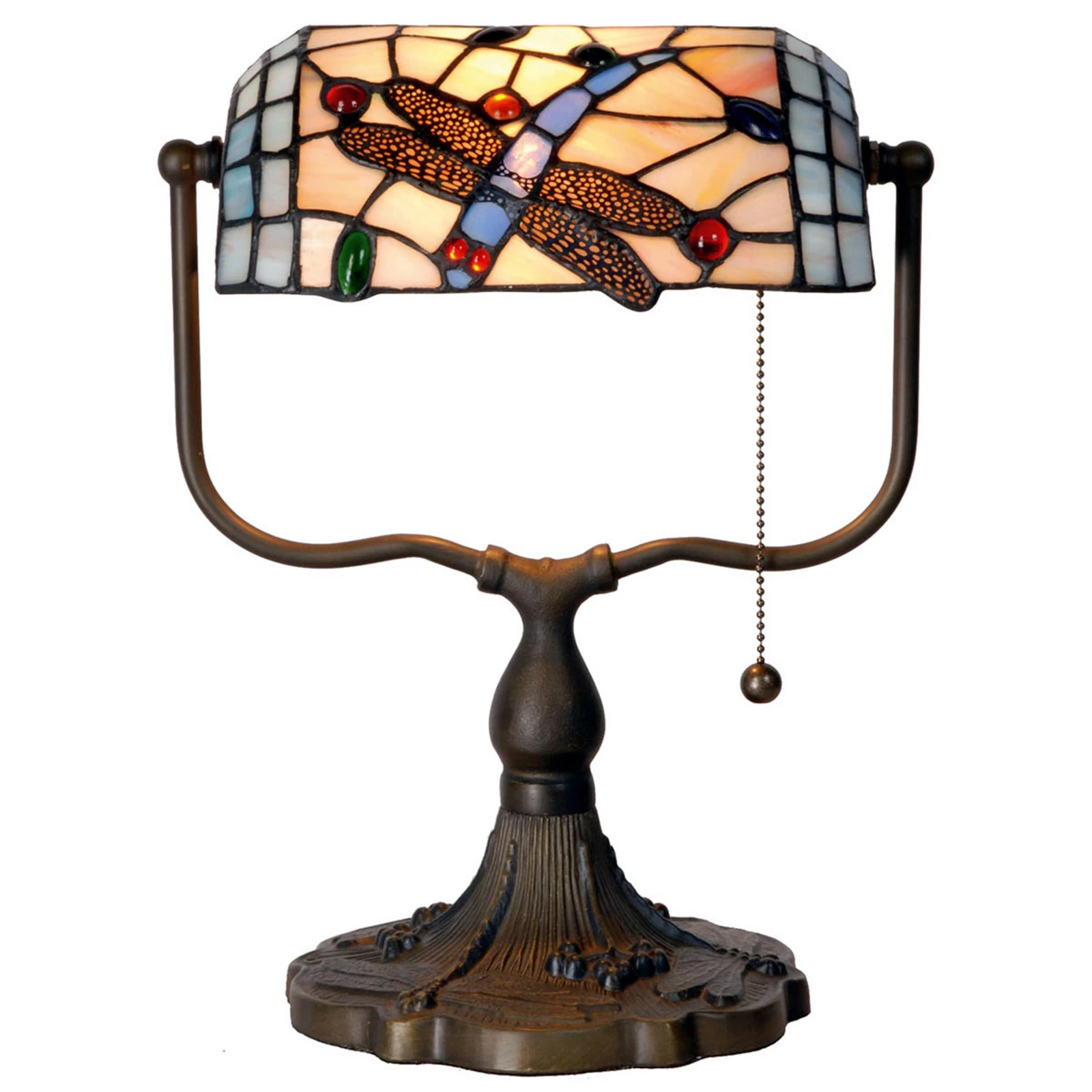 Lampada da banchiere Dragonfly in stile Tiffany