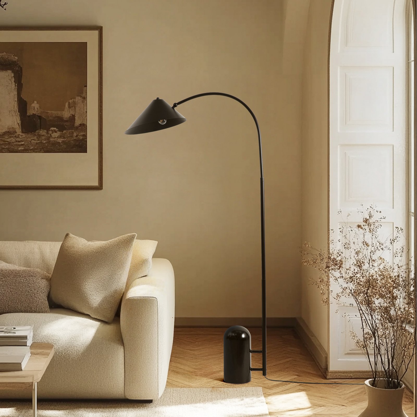 Alviero vloerlamp 157 cm marmer zwart - Lucande Alviero vloerlamp 157 cm marmer zwart - Lucande