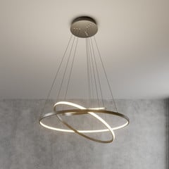 Lucande LED závesné svetlo Ezan, nikel, kov, Ø 80 cm