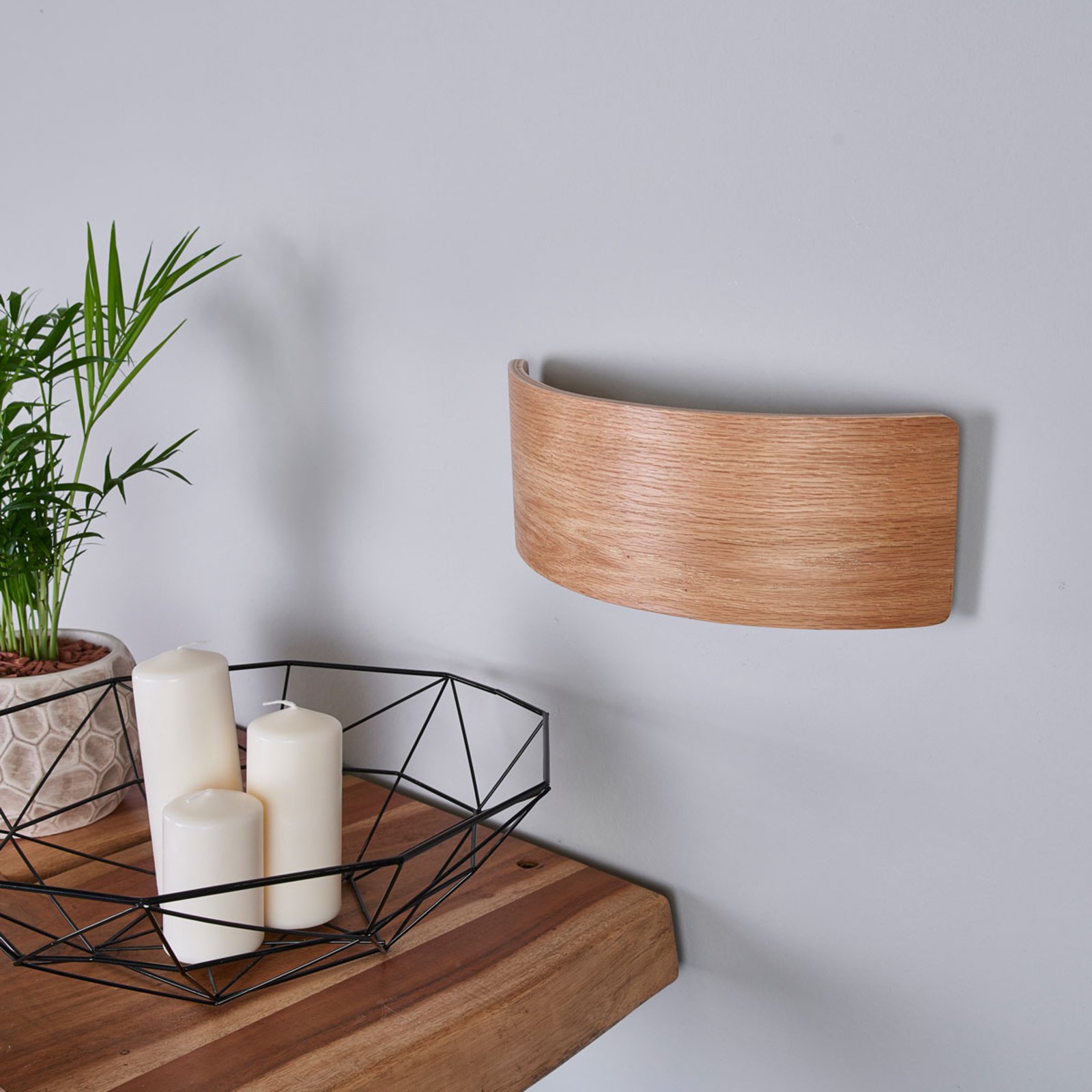 Lindby LED-Wandleuchte Rafailia, Breite 33cm, Holz, 3.000K