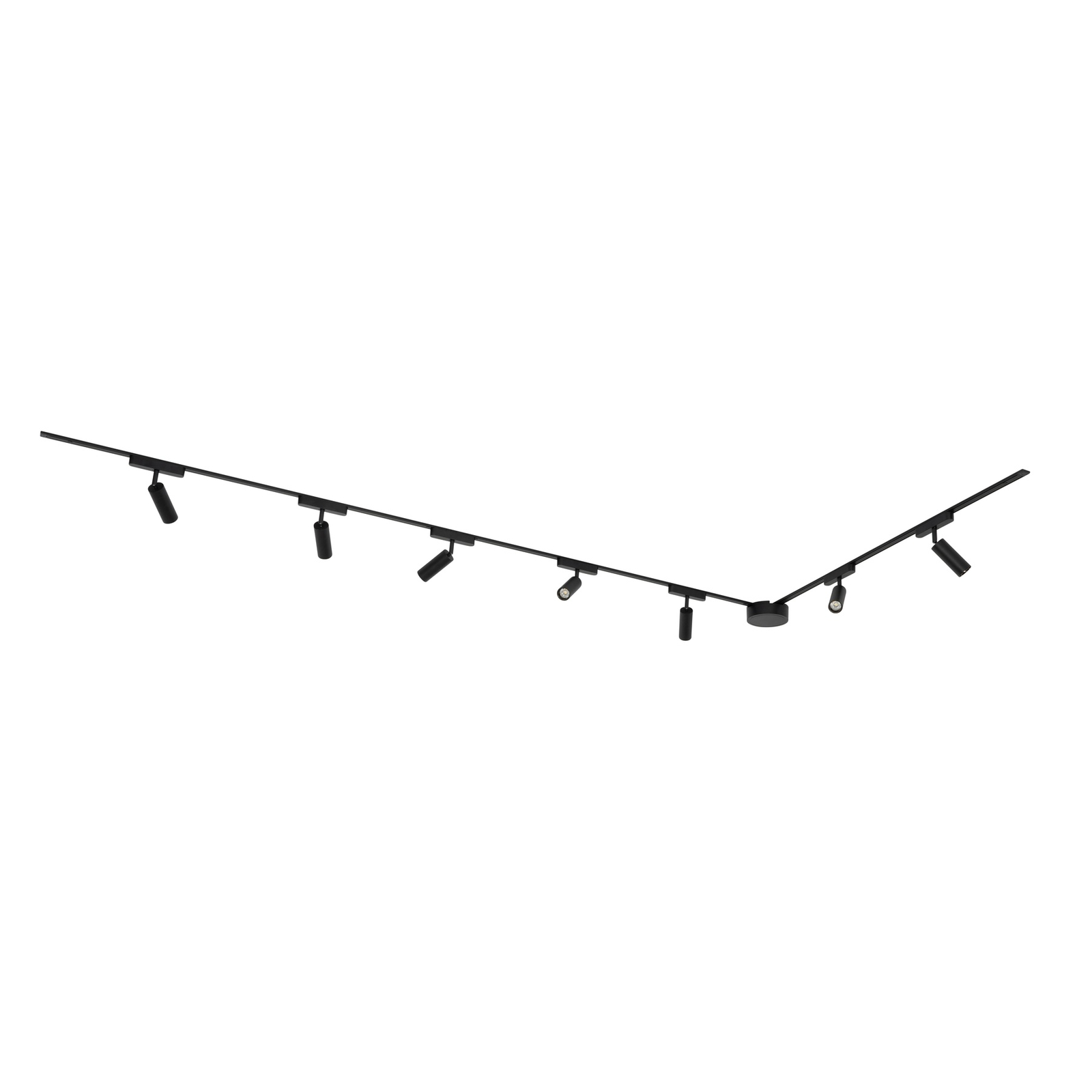 Système de lampes sur rail 48V Lumaro, spots, 7 lampes, noir, Ø 4cm