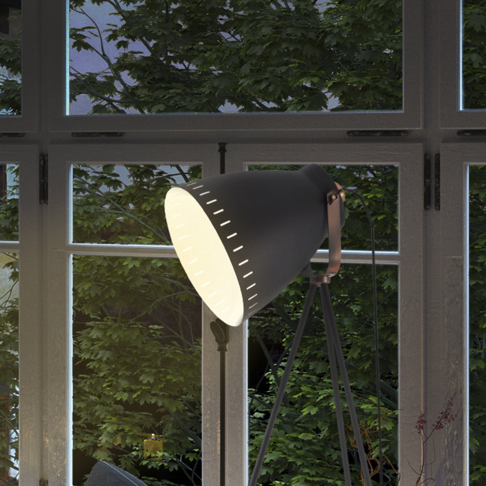 Nino Leuchten Makky floor lamp tripod in black, for Living / Dining Room, metal, E27, 40 W, energy efficiency: A++, H: 145 cm