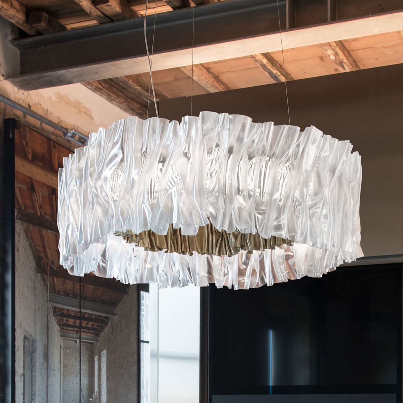 Candeeiro suspenso LED, dourado, 3.000 K - Slamp