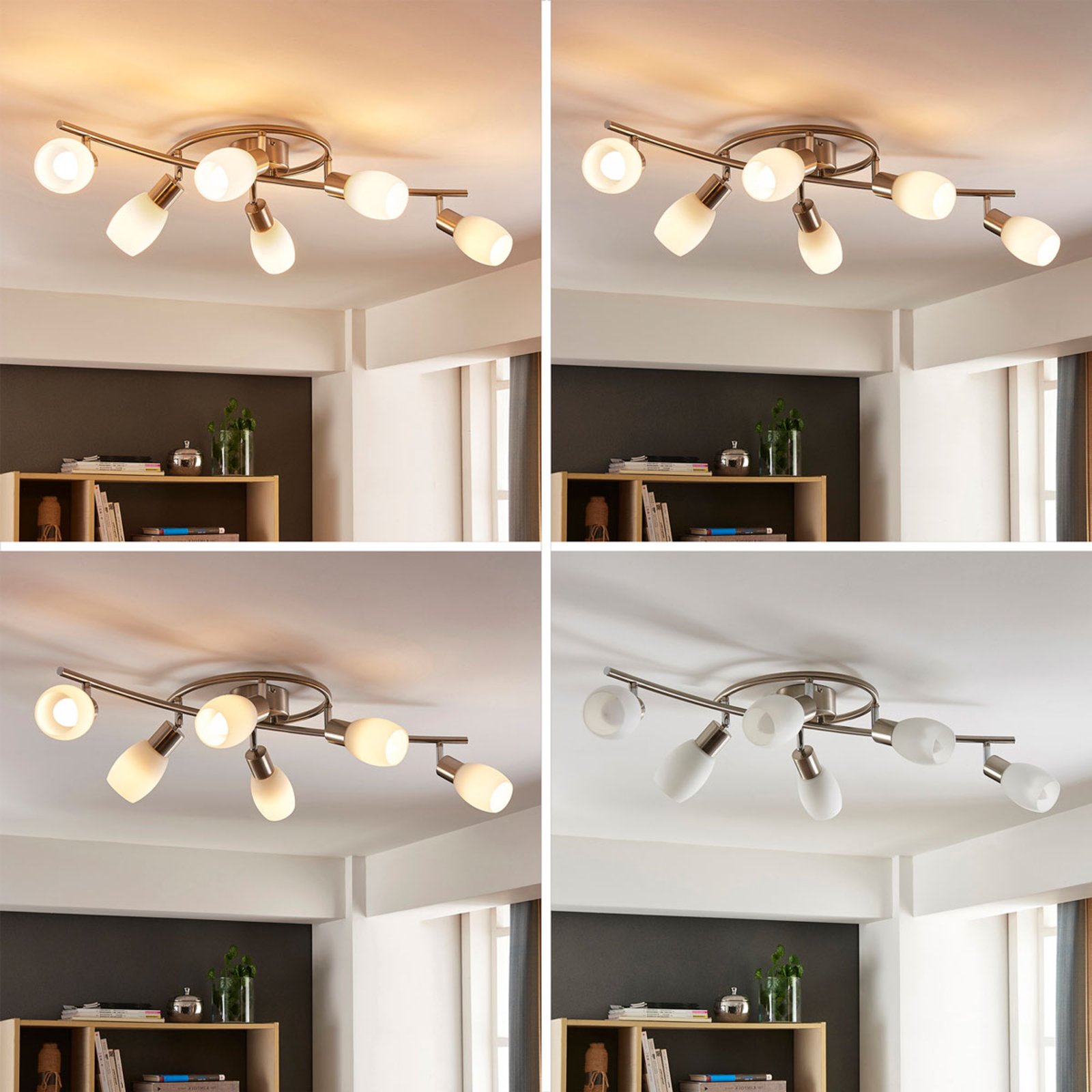 Arda Ceiling Lamp Whie/Nickel - Lindby