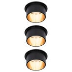 Paulmann Gil LED-inbyggnad svart matt/guld 3-pack