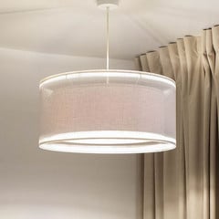 Závěsné svítidlo Duo Den Light, krémová barva, Ø 50 cm, len, PVC