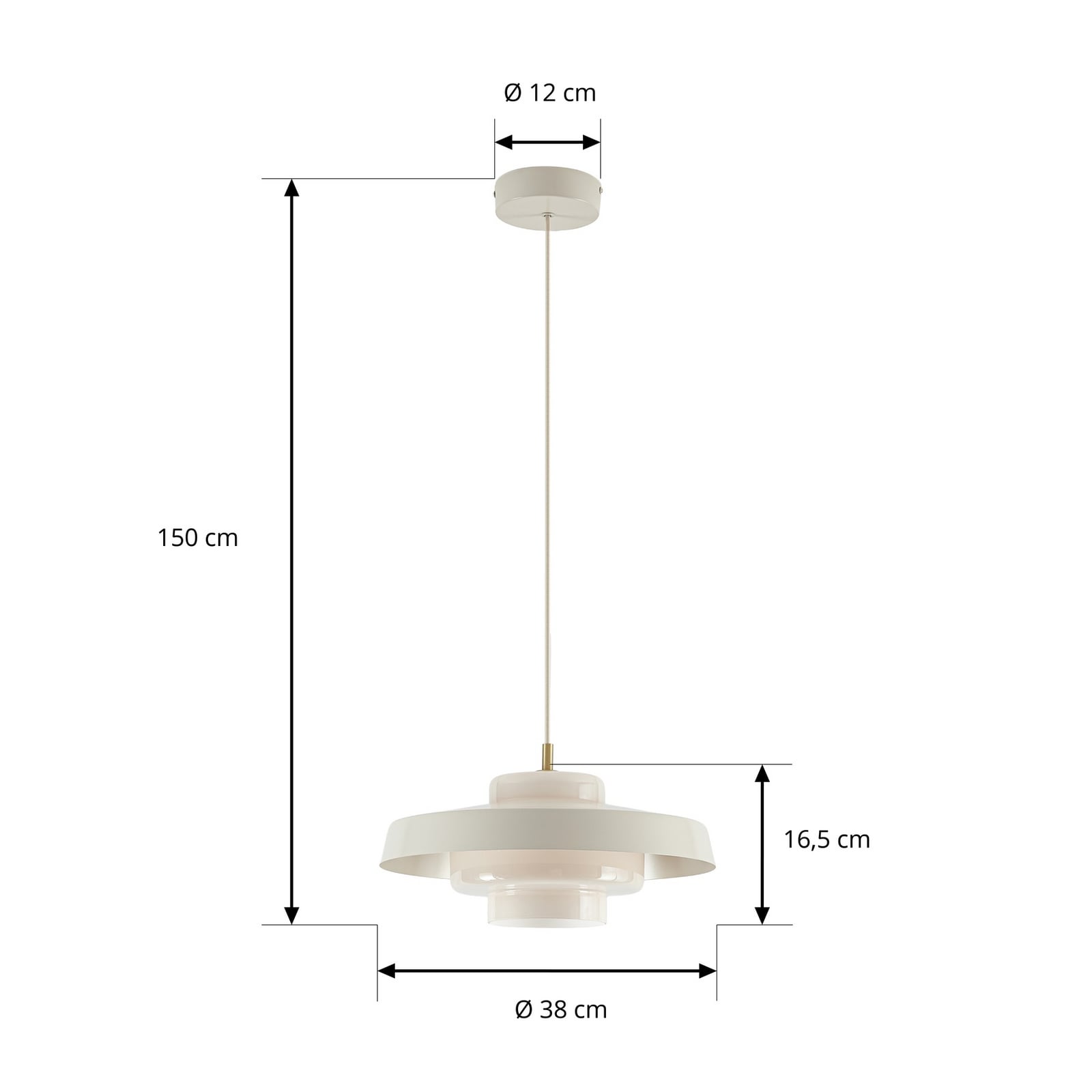 Závěsné světlo NOLA Rico, béžové, Ø 38 cm, kov/sklo Závěsné světlo NOLA Rico, béžové, Ø 38 cm, kov/sklo