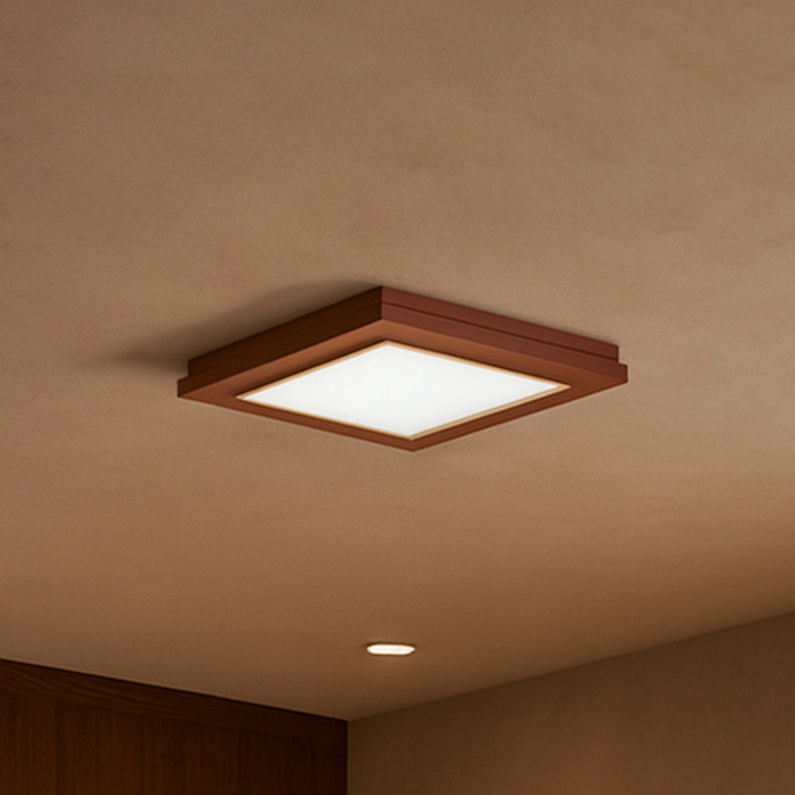 Argon Plafonieră Tally lățime 32 cm teracotă lemn E27 - Hol - teracotă alb